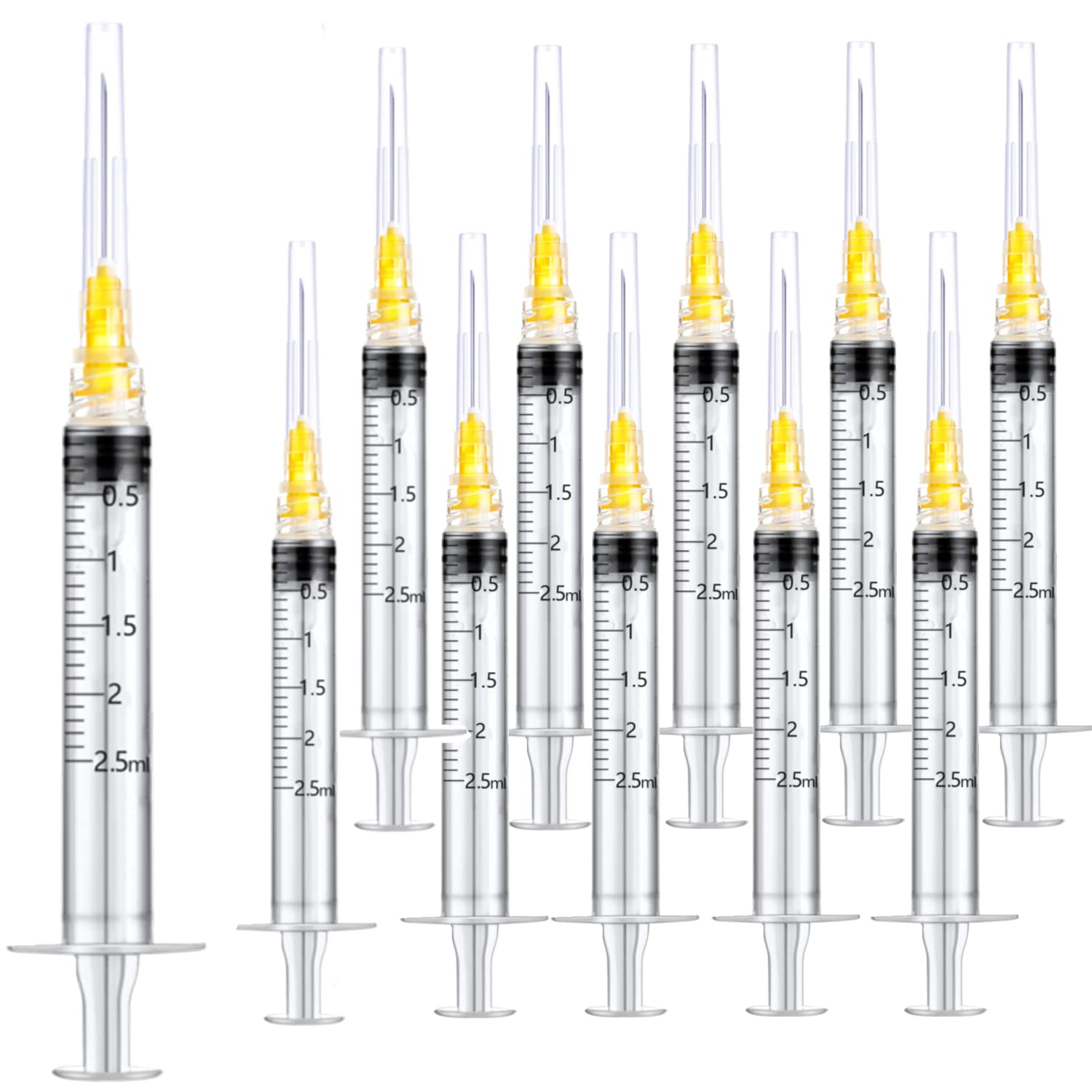 15 Pack 2.5ml 25Ga Plastic Syringe with Measurement for Scientific Labs and Industrial Dispensing, Disposable Individually Wrapped (15, 2.5ml-25Ga)