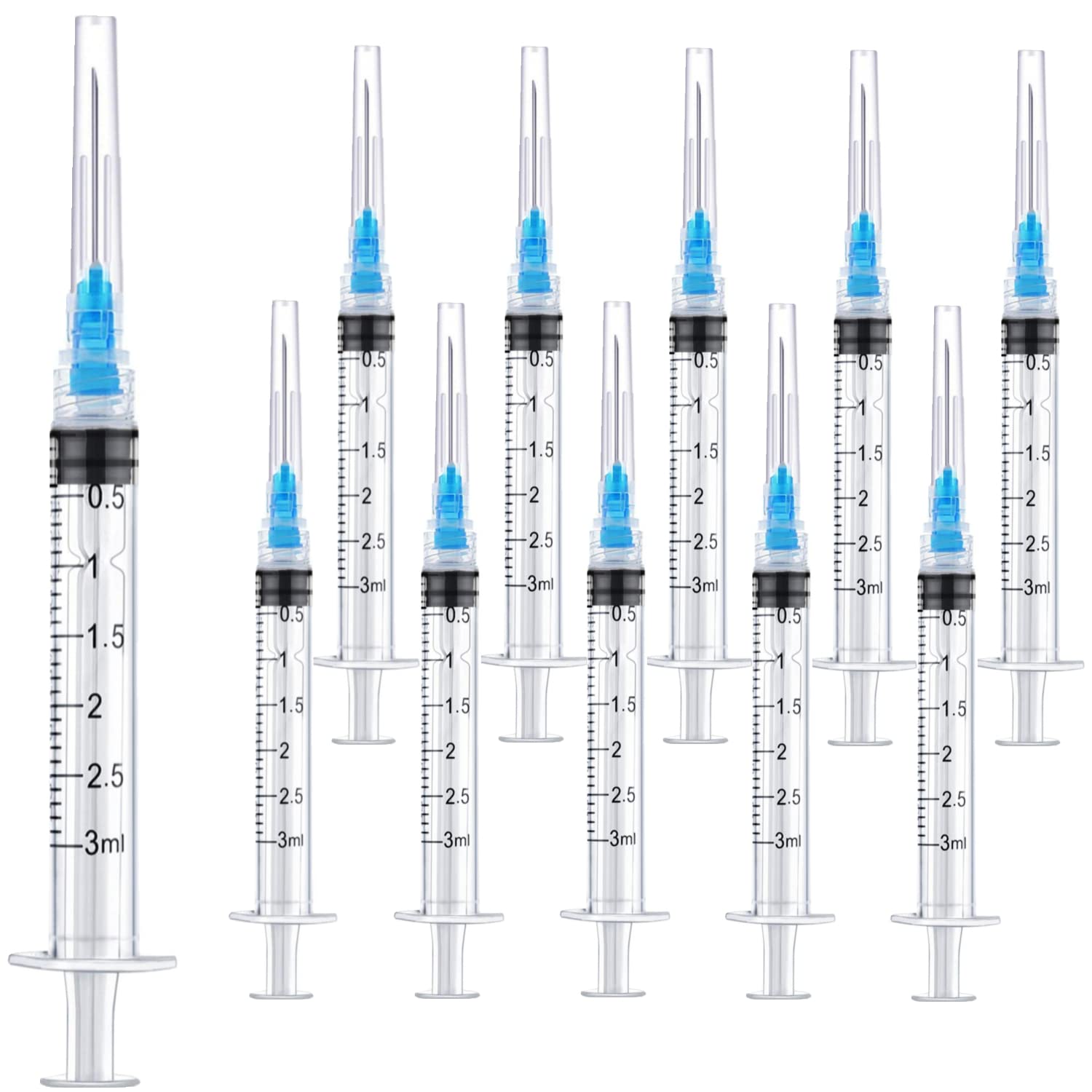 15 Pack 3ml 23Ga Plastic Syringe with Measurement for Scientific Labs and Industrial Dispensing, Disposable Individually Wrapped (15, 3ml-23Ga)