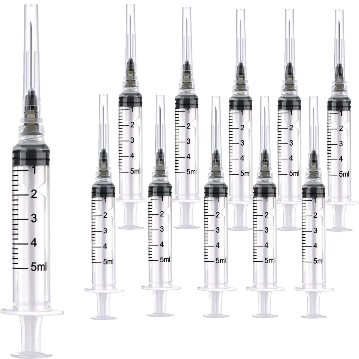 15 Pack 5ml 22Ga Plastic Syringe with Measurement for Scientific Labs, Industrial Dispensing Animal and Pet Supplies, Disposable Individually Wrapped (15, 5ml-22Ga)