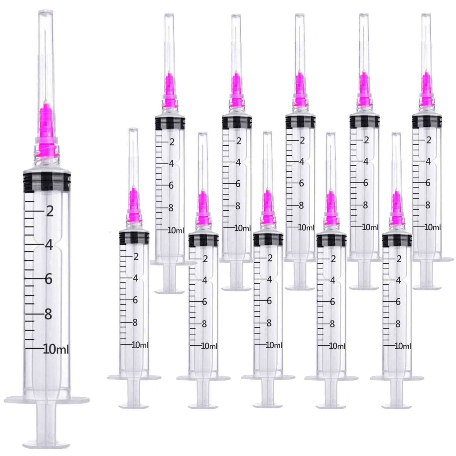 15 Pack 10ml 18Ga Plastic Syringe with Measurement for Scientific Labs and Industrial Dispensing, Disposable Individually Wrapped (15, 10ml-18Ga)