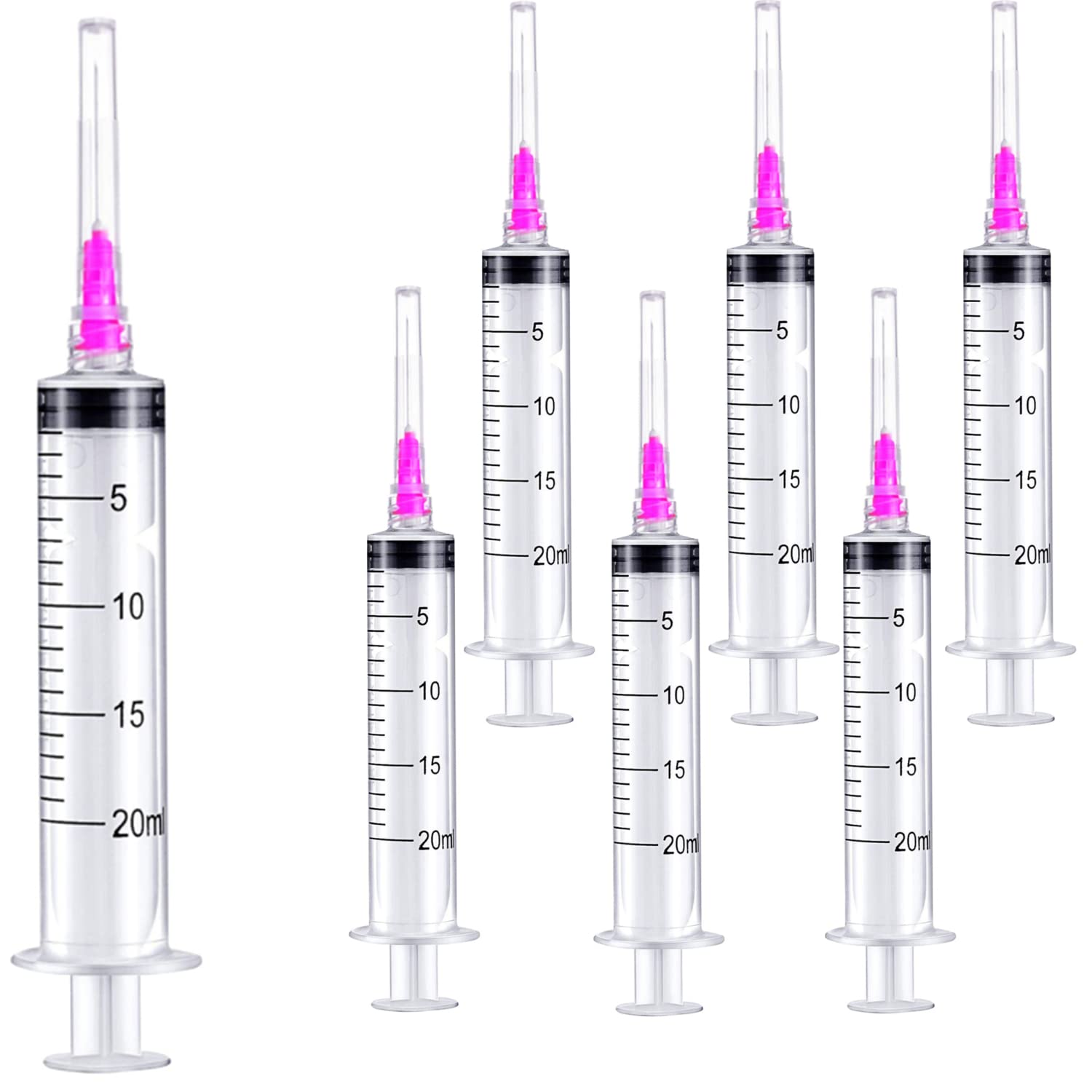 15 Pack 20ml 18Ga Plastic Syringe with Measurement, Disposable Individually Wrapped (15, 20ml-18Ga)